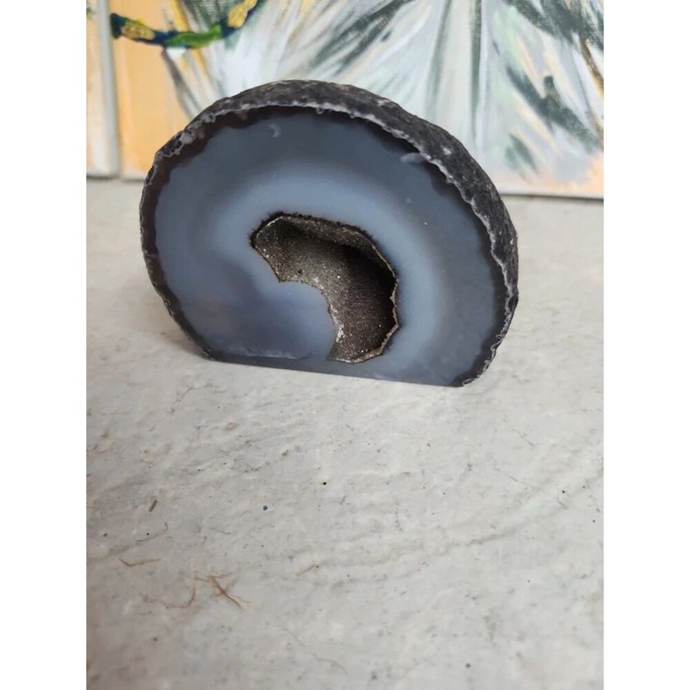 polished agate geode with crystal center
